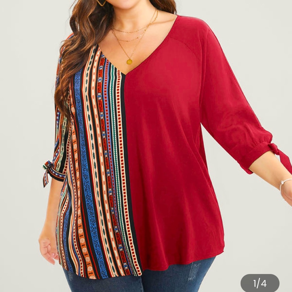 Geometric Patchwork Blouse